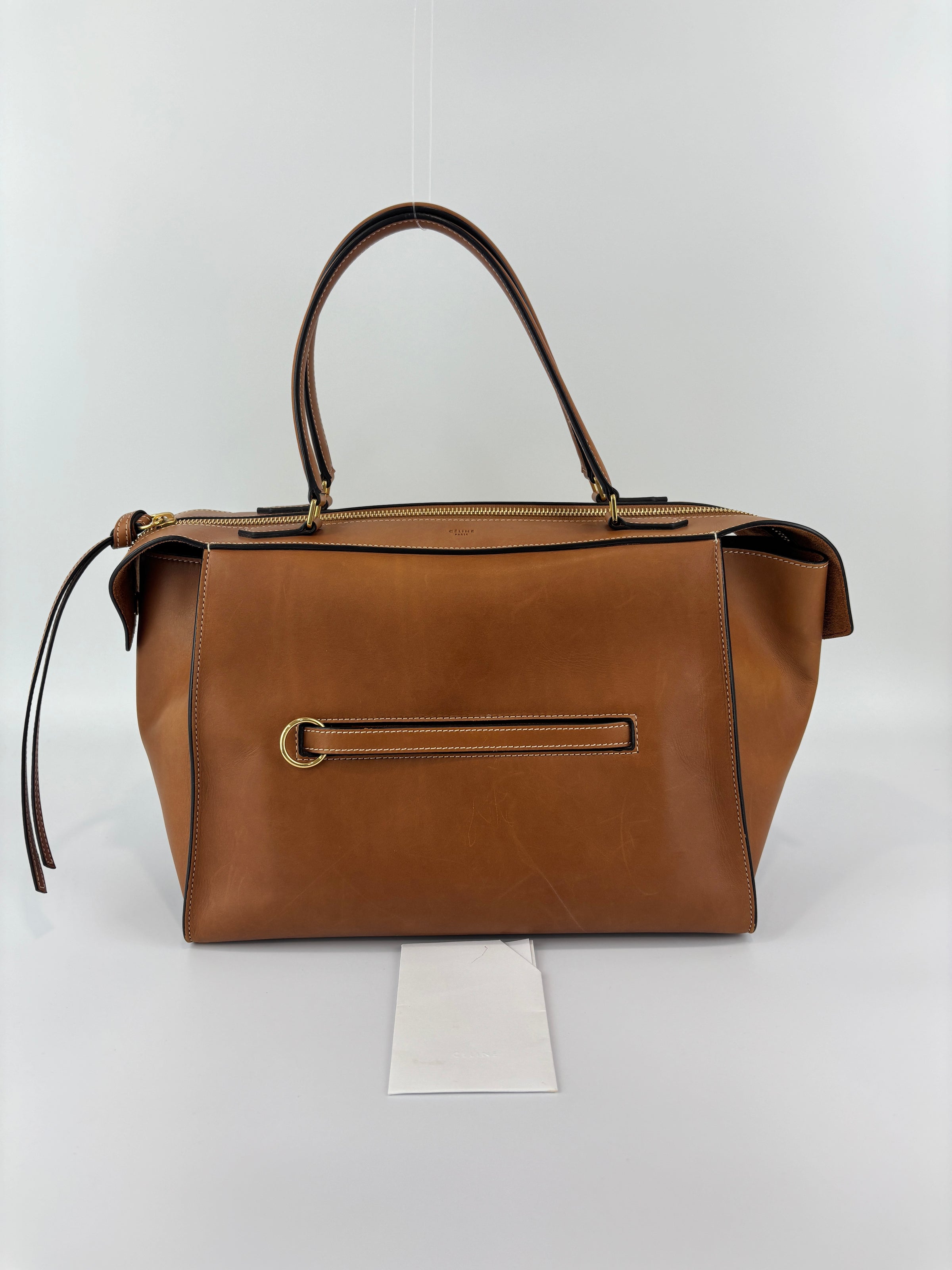 Brown Calfskin Leather Small Ring Bag