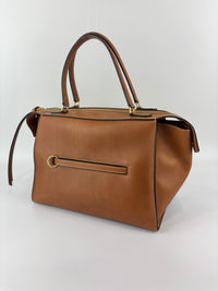 Brown Calfskin Leather Small Ring Bag