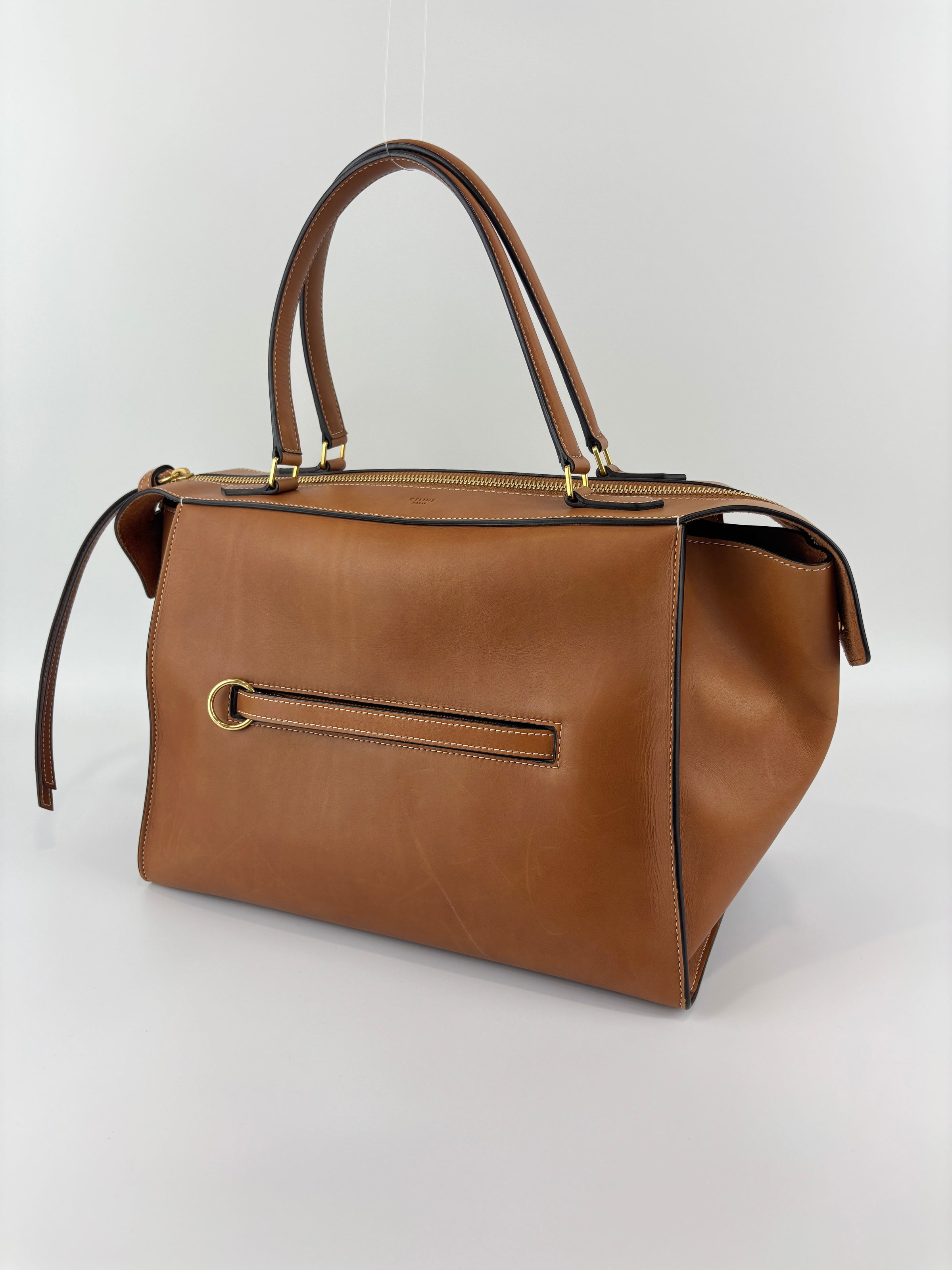 Brown Calfskin Leather Small Ring Bag