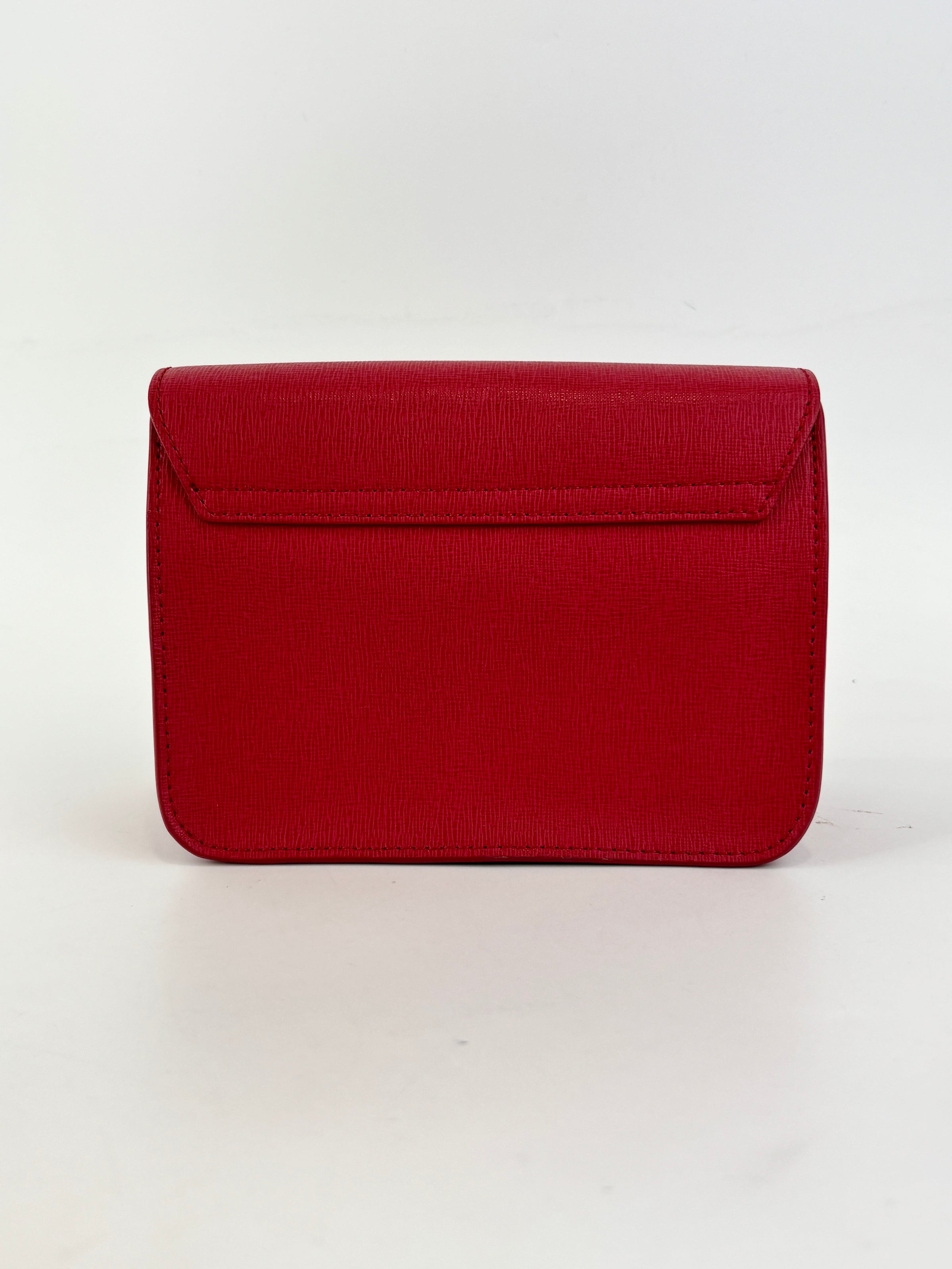 Mini Brava Crossbody Bag in Red Textured Leather
