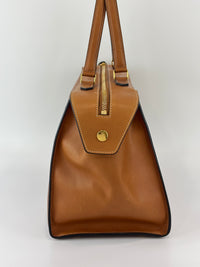 Brown Calfskin Leather Small Ring Bag