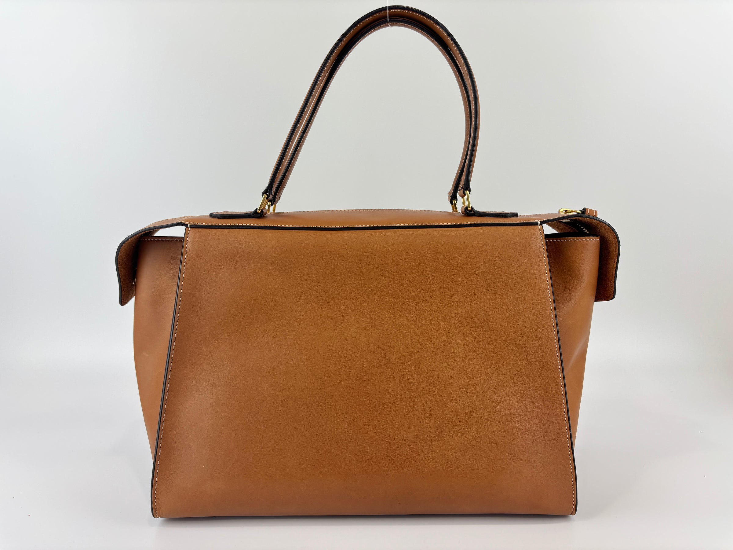 Brown Calfskin Leather Small Ring Bag