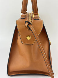 Brown Calfskin Leather Small Ring Bag