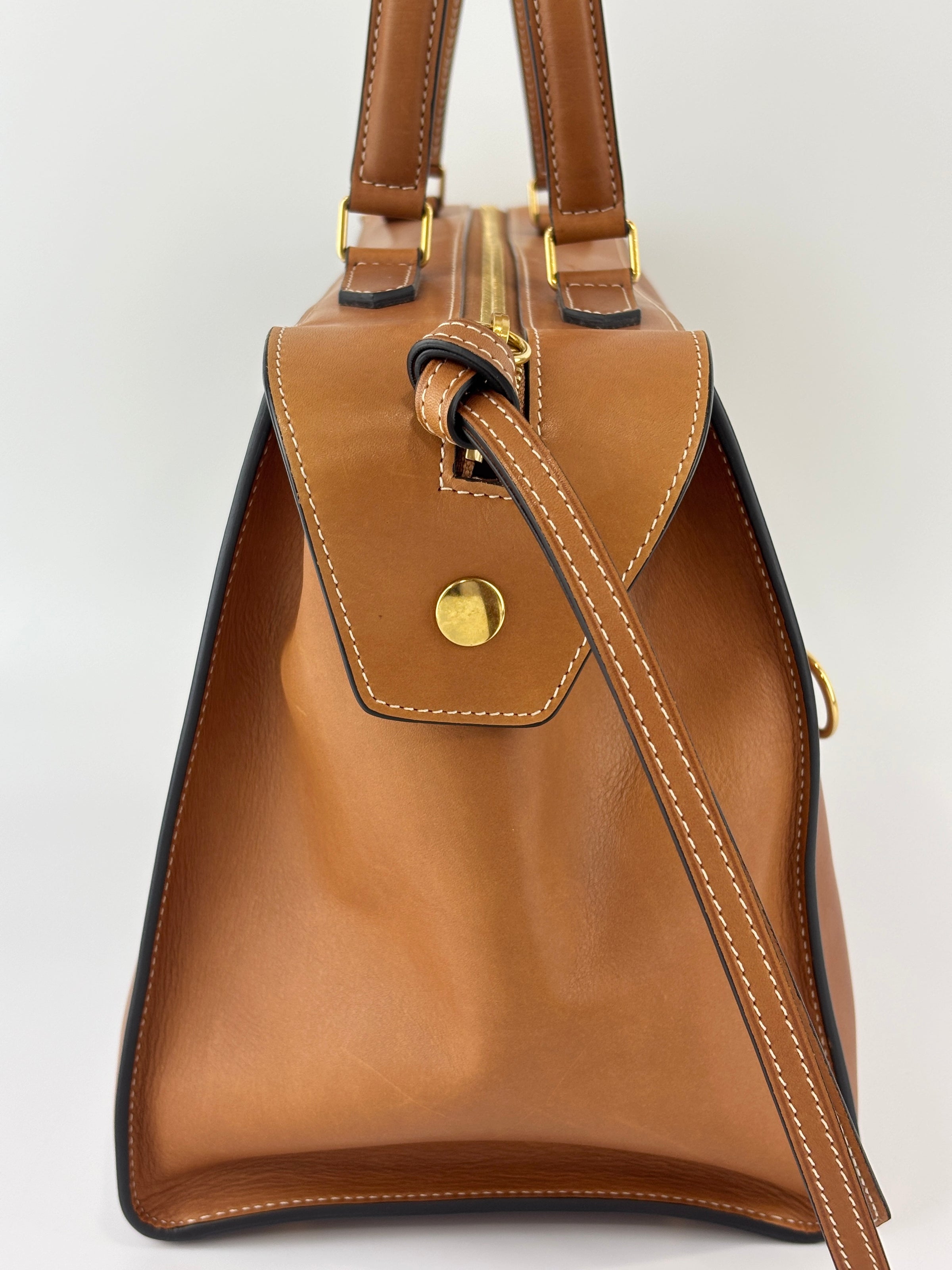 Brown Calfskin Leather Small Ring Bag