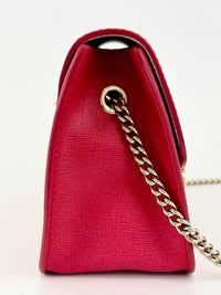 Mini Brava Crossbody Bag in Red Textured Leather