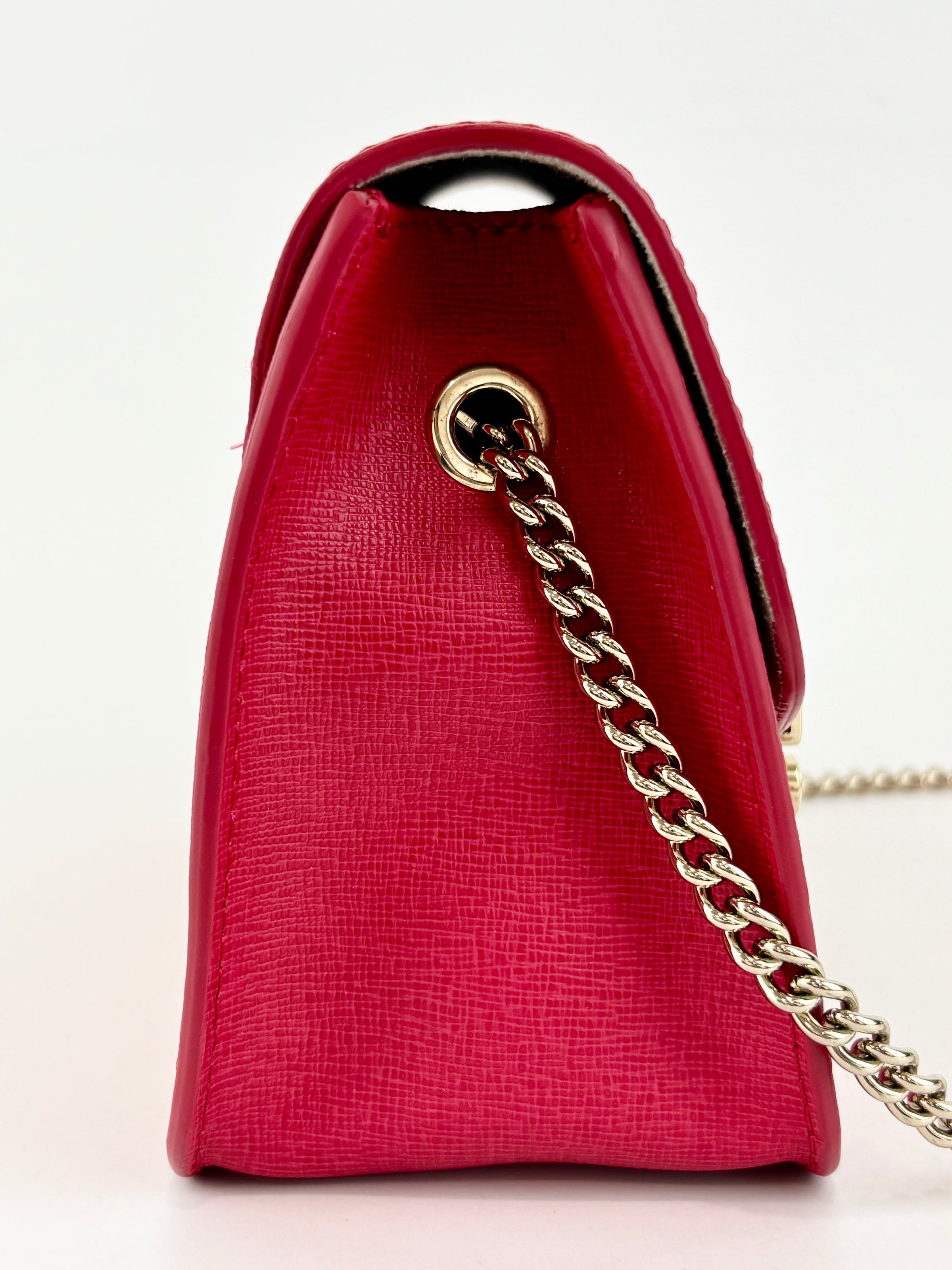 Mini Brava Crossbody Bag in Red Textured Leather