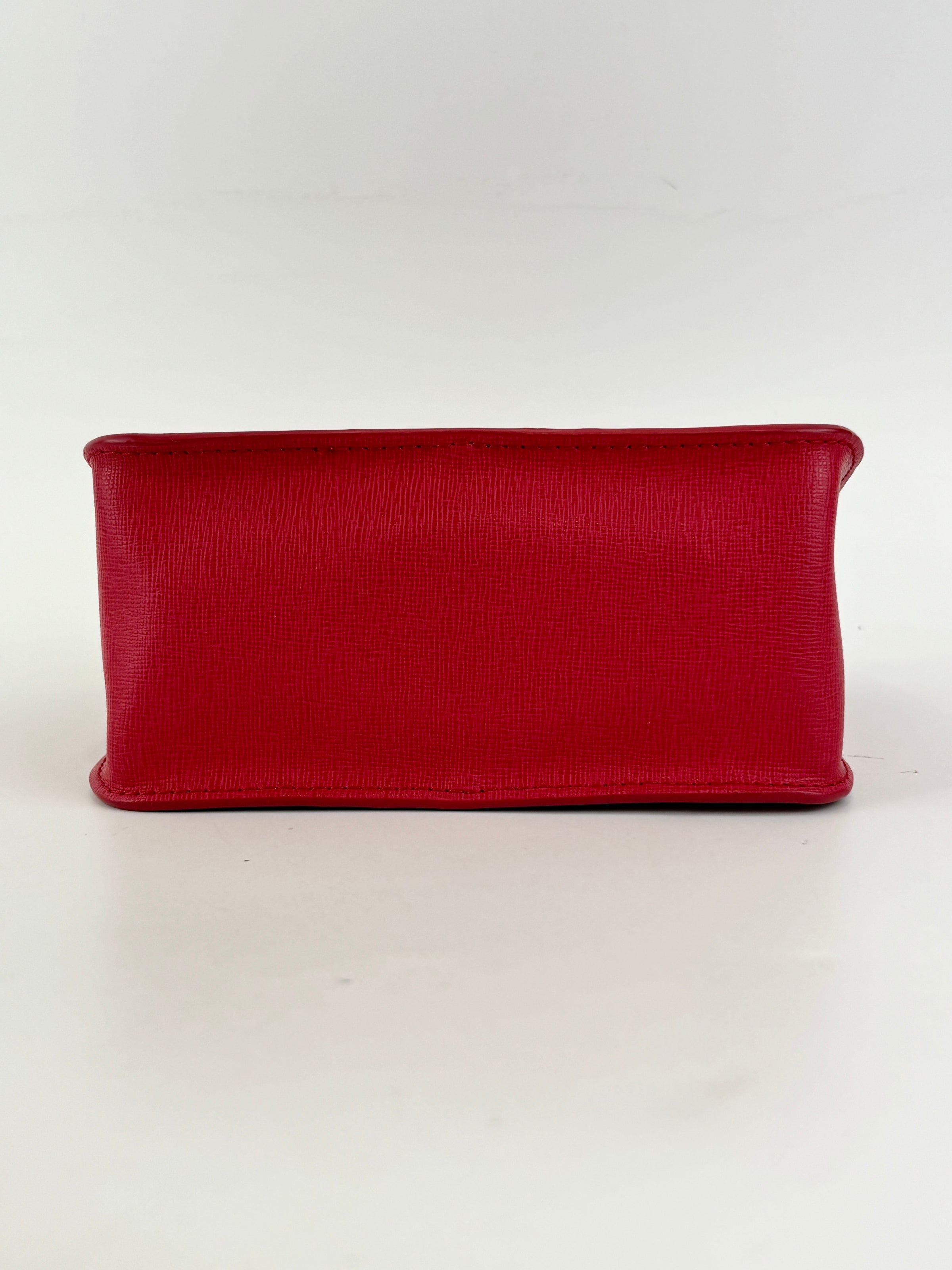 Mini Brava Crossbody Bag in Red Textured Leather