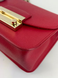 Mini Brava Crossbody Bag in Red Textured Leather