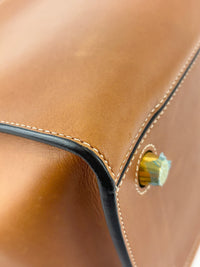 Brown Calfskin Leather Small Ring Bag