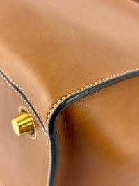 Brown Calfskin Leather Small Ring Bag
