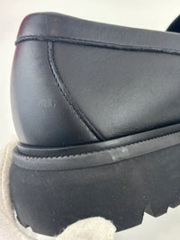 Moccasin with Gancini Ornament Saddle Loafer Calfskin in Black Size 10