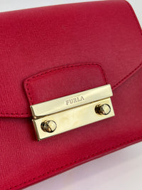 Mini Brava Crossbody Bag in Red Textured Leather