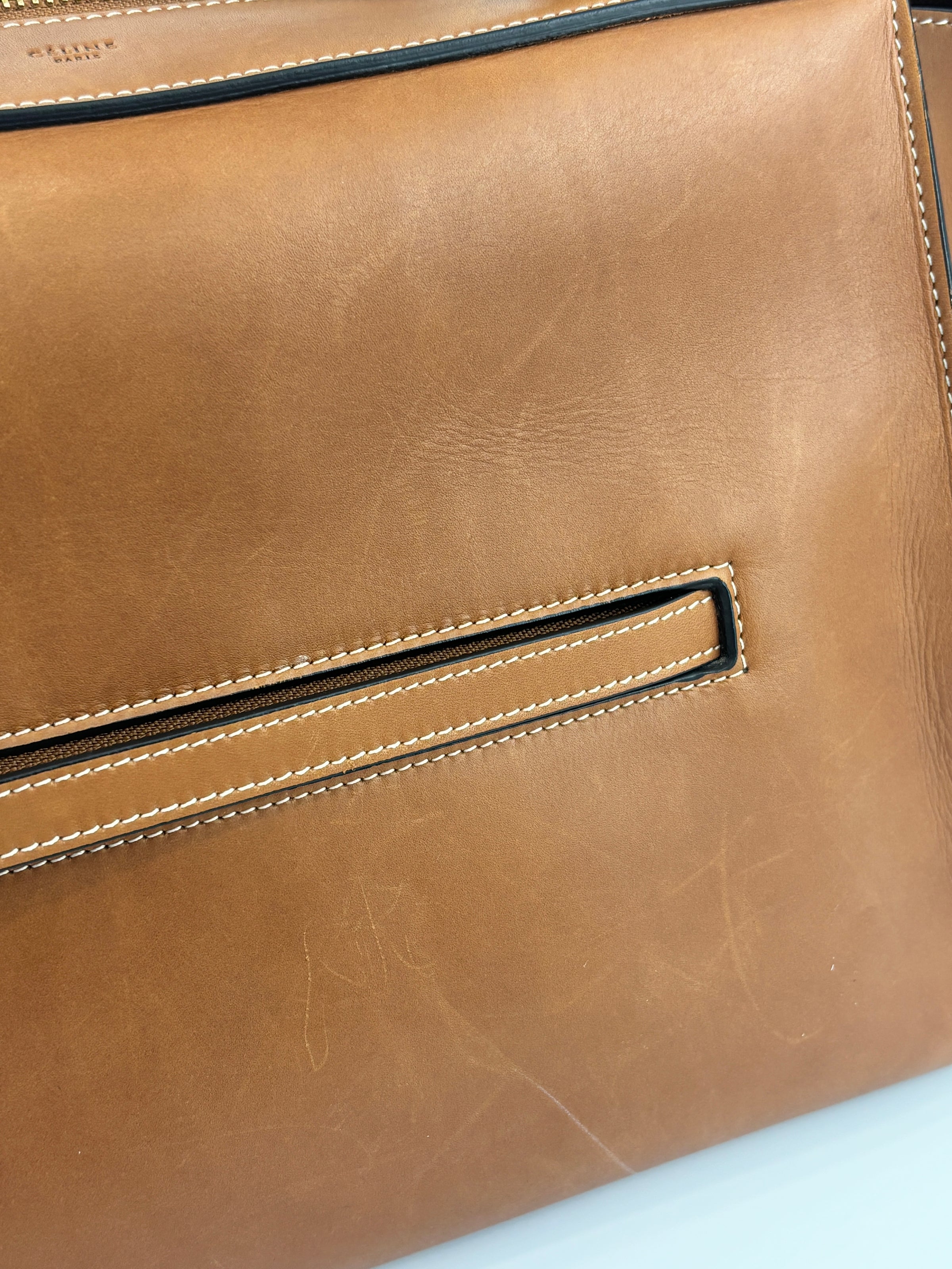 Brown Calfskin Leather Small Ring Bag