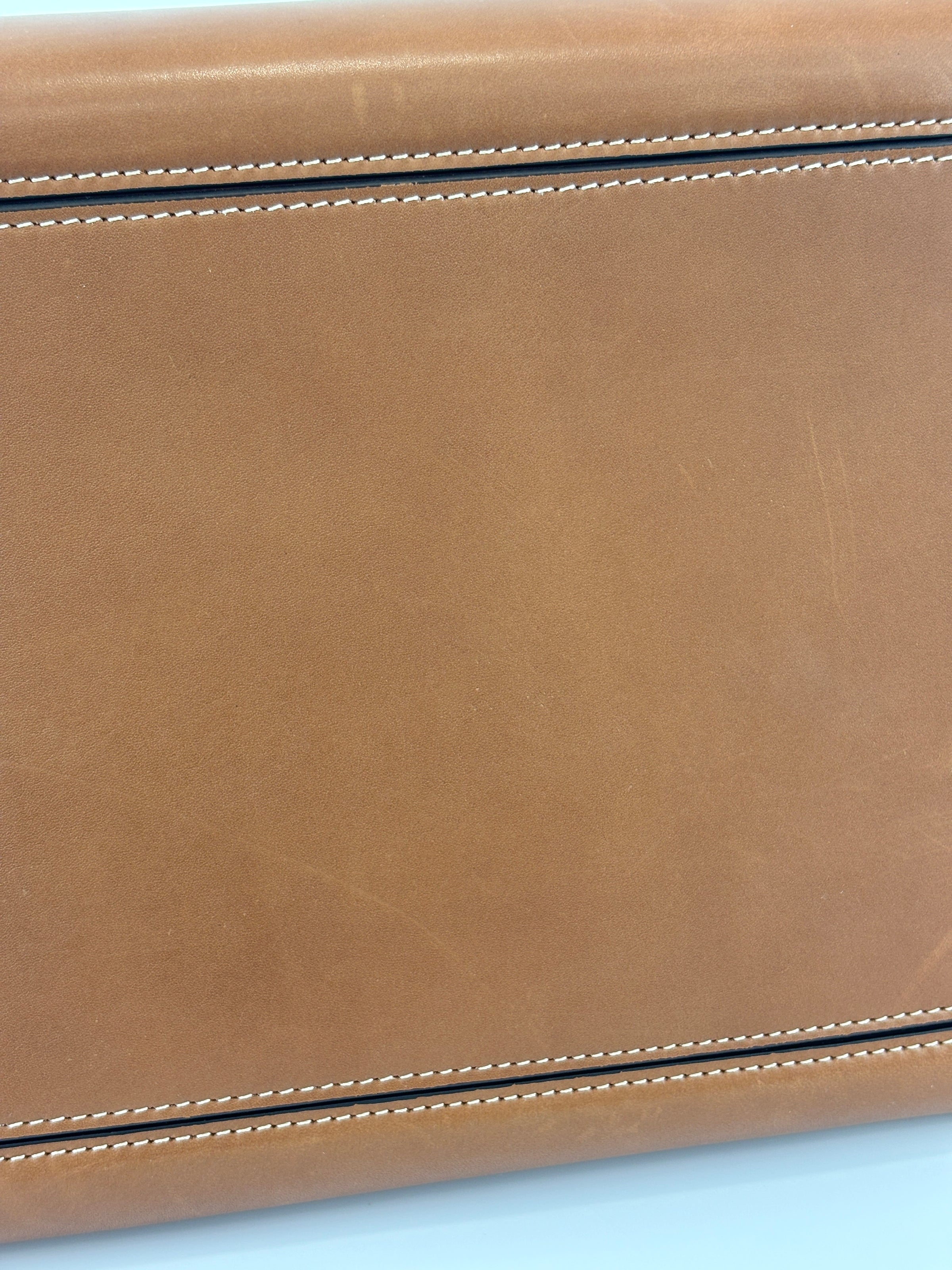 Brown Calfskin Leather Small Ring Bag