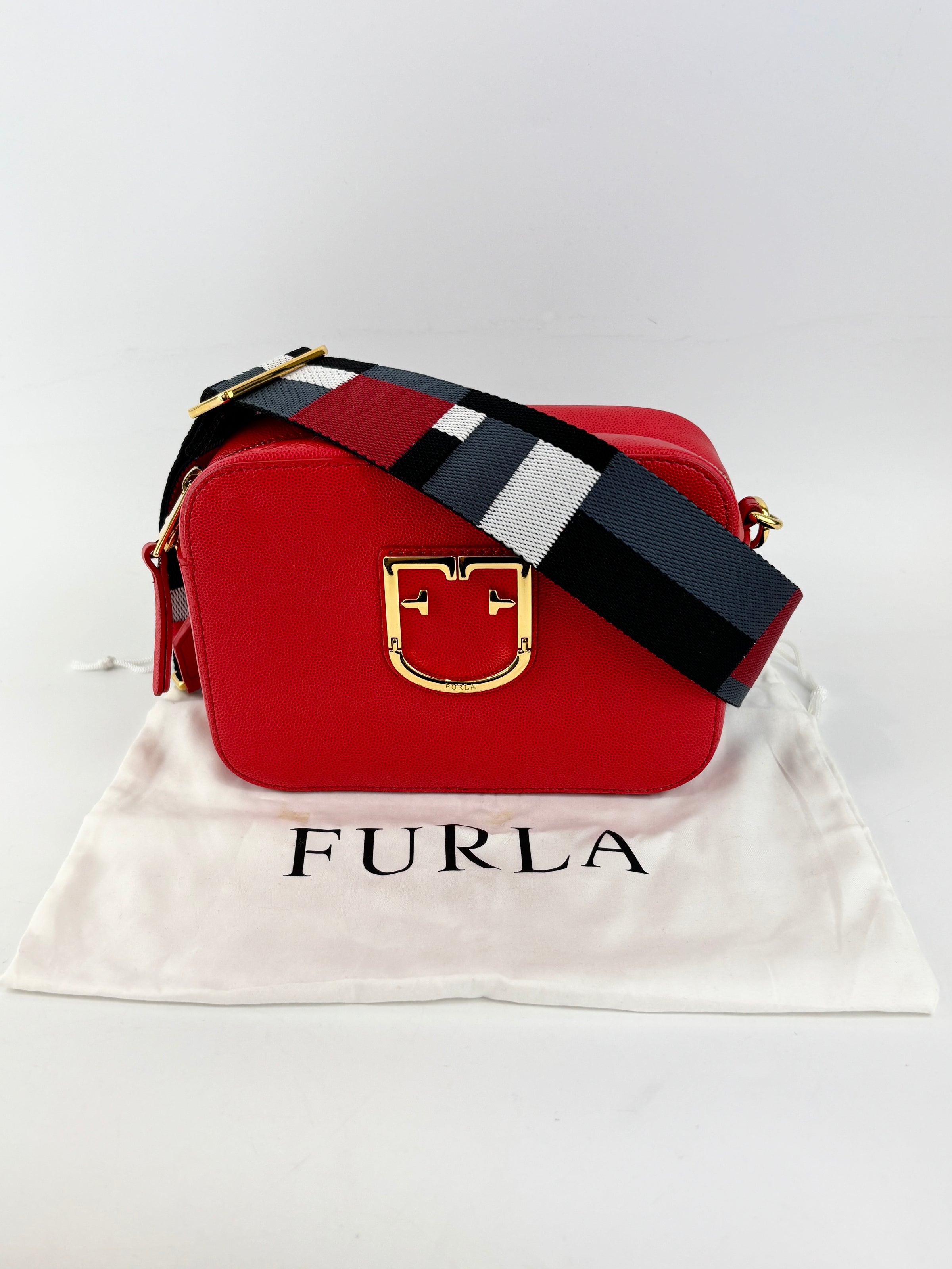 Mini Brava Crossbody Bag in Red Textured Leather