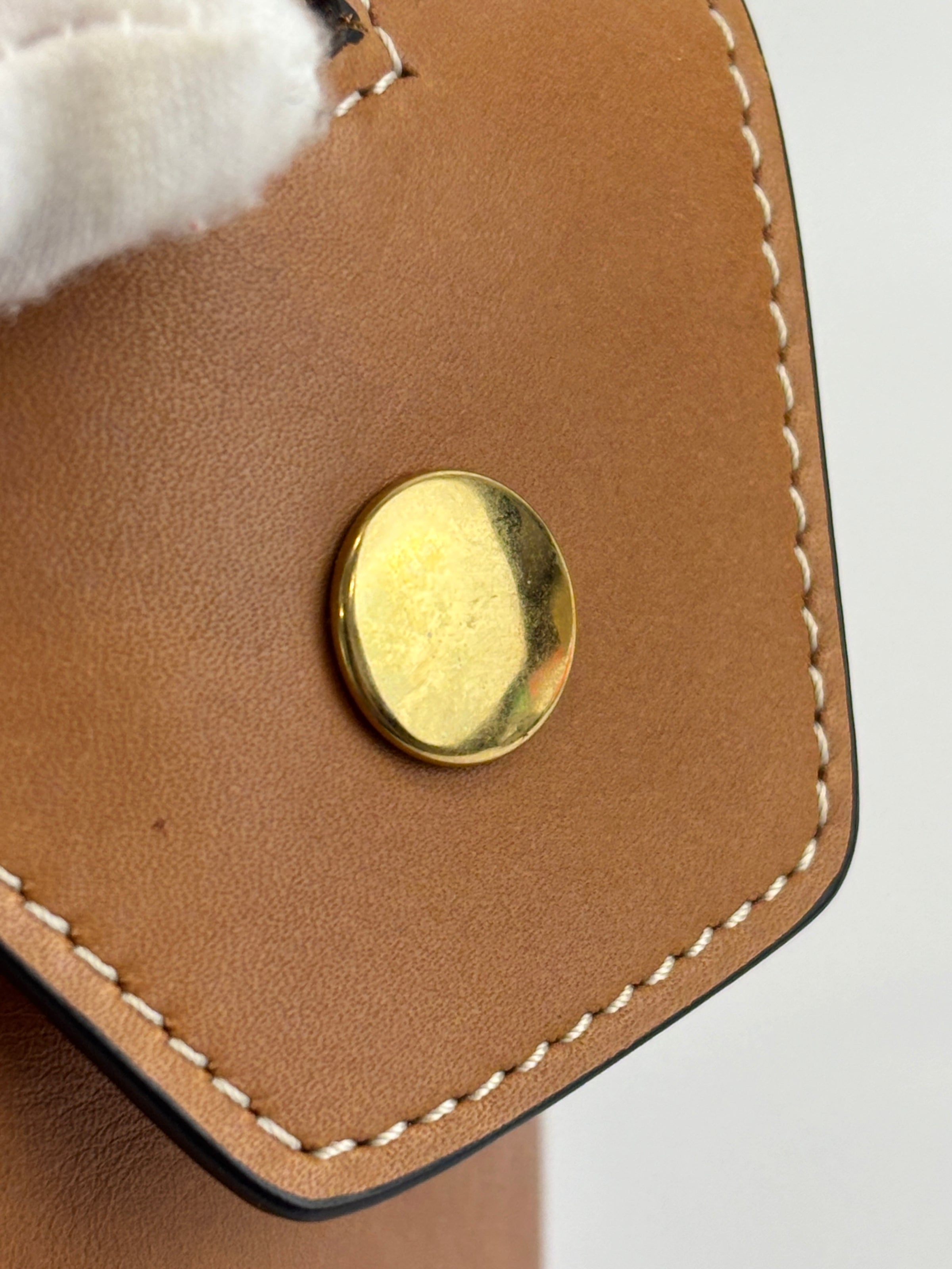 Brown Calfskin Leather Small Ring Bag