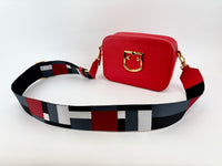 Mini Brava Crossbody Bag in Red Textured Leather