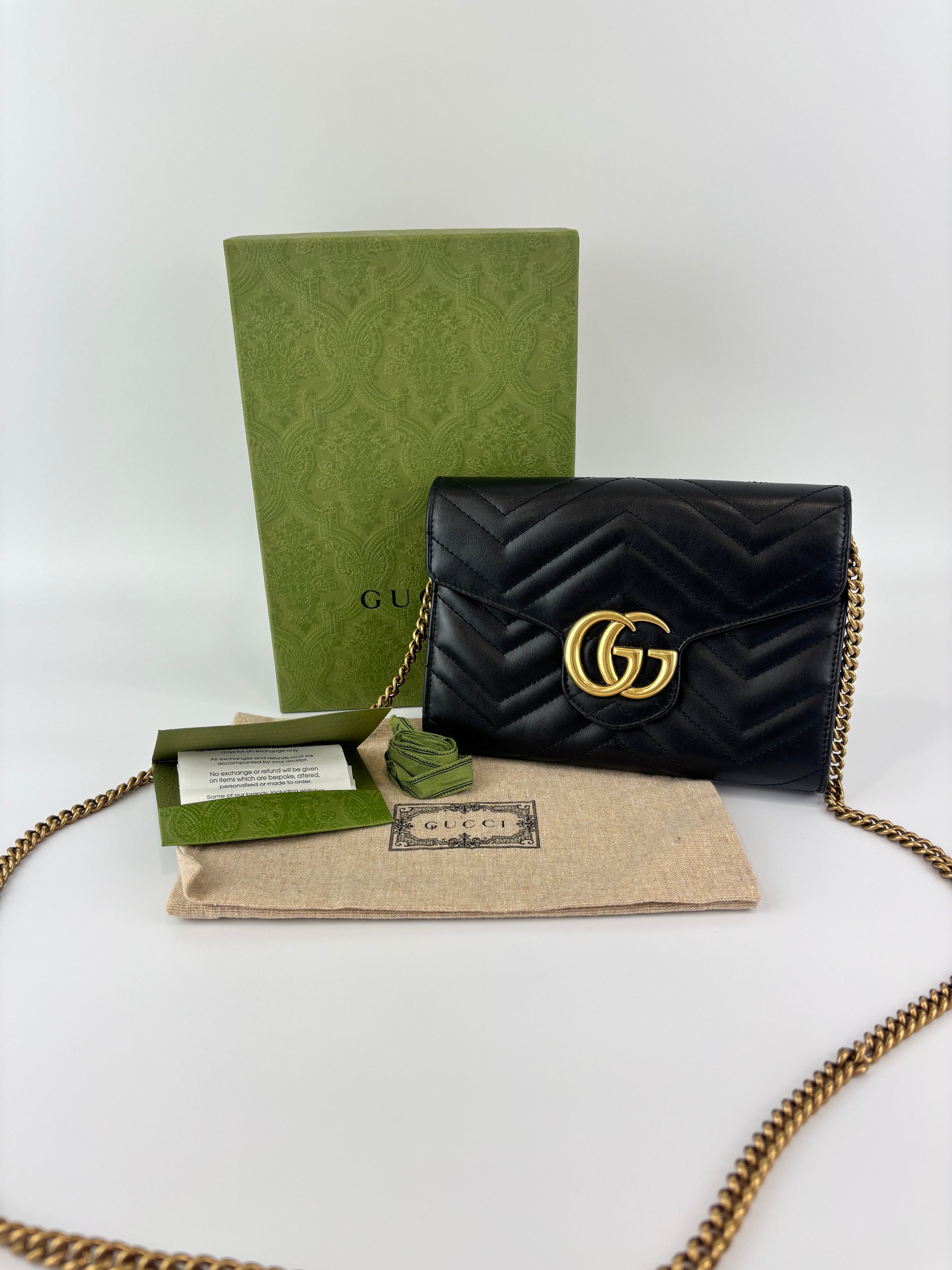 GG Marmont Matelasse Calfskin Wallet On Chain Crossbody Bag