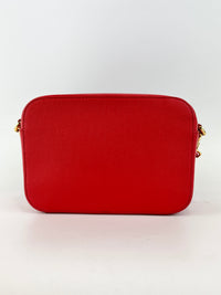 Mini Brava Crossbody Bag in Red Textured Leather