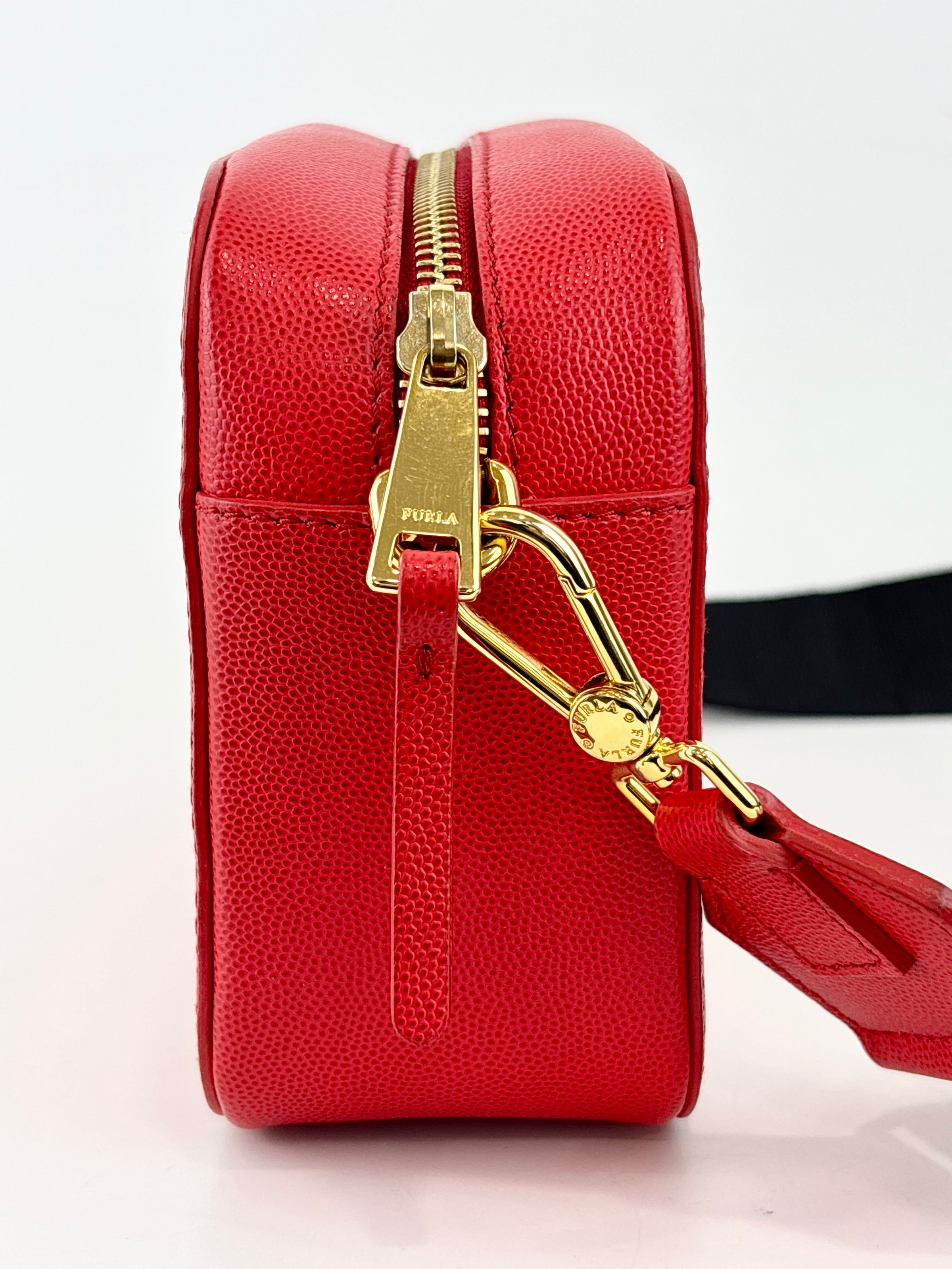 Mini Brava Crossbody Bag in Red Textured Leather
