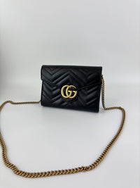 GG Marmont Matelasse Calfskin Wallet On Chain Crossbody Bag