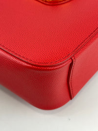Mini Brava Crossbody Bag in Red Textured Leather