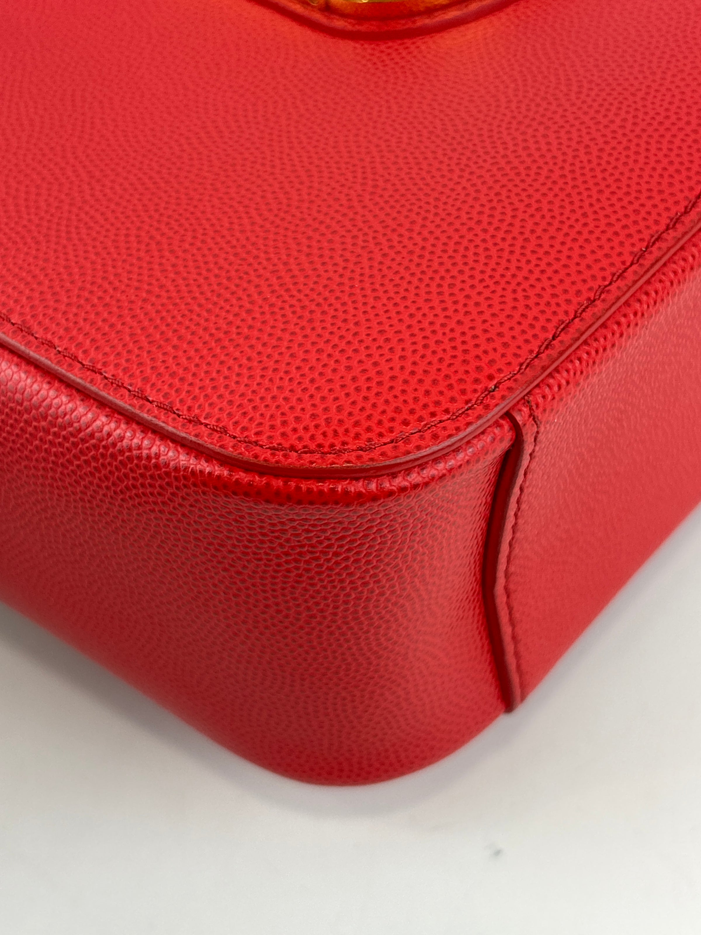 Mini Brava Crossbody Bag in Red Textured Leather