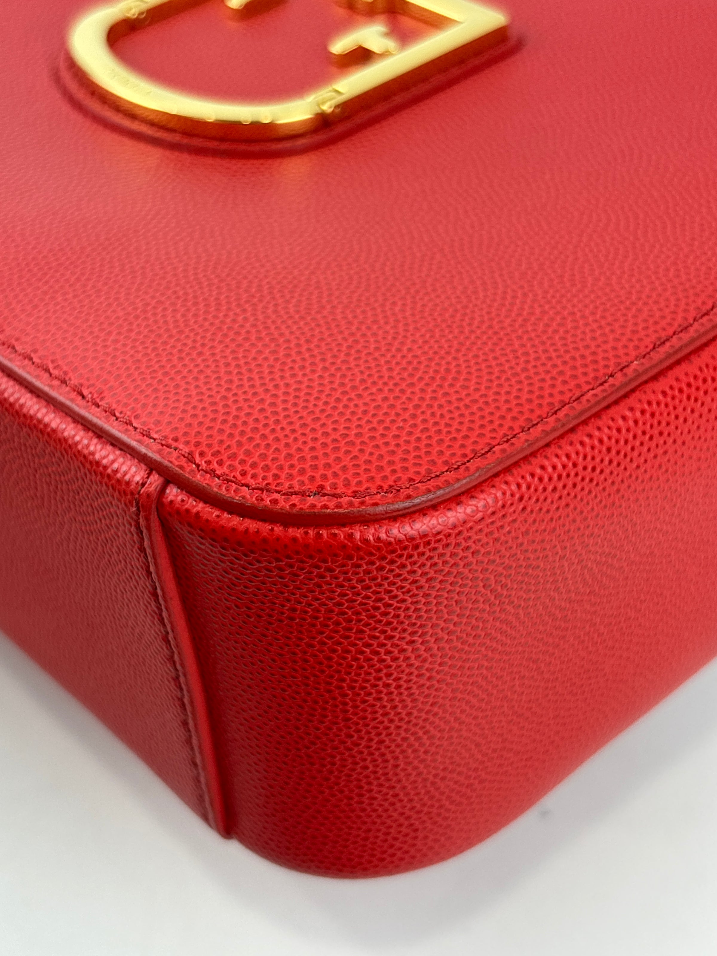 Mini Brava Crossbody Bag in Red Textured Leather