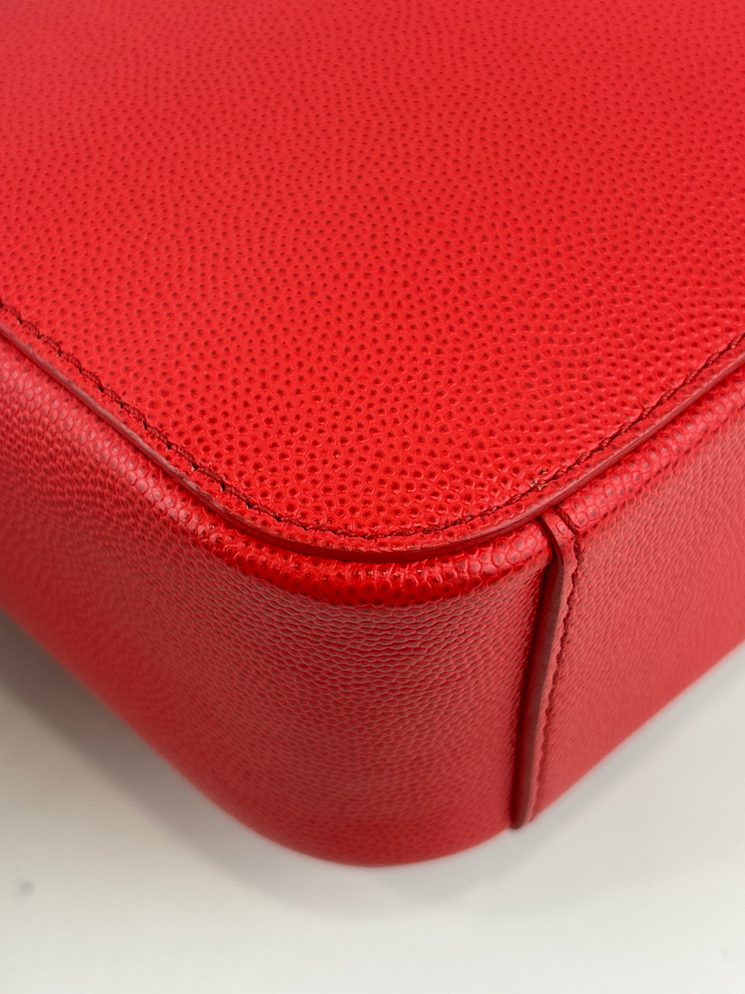 Mini Brava Crossbody Bag in Red Textured Leather