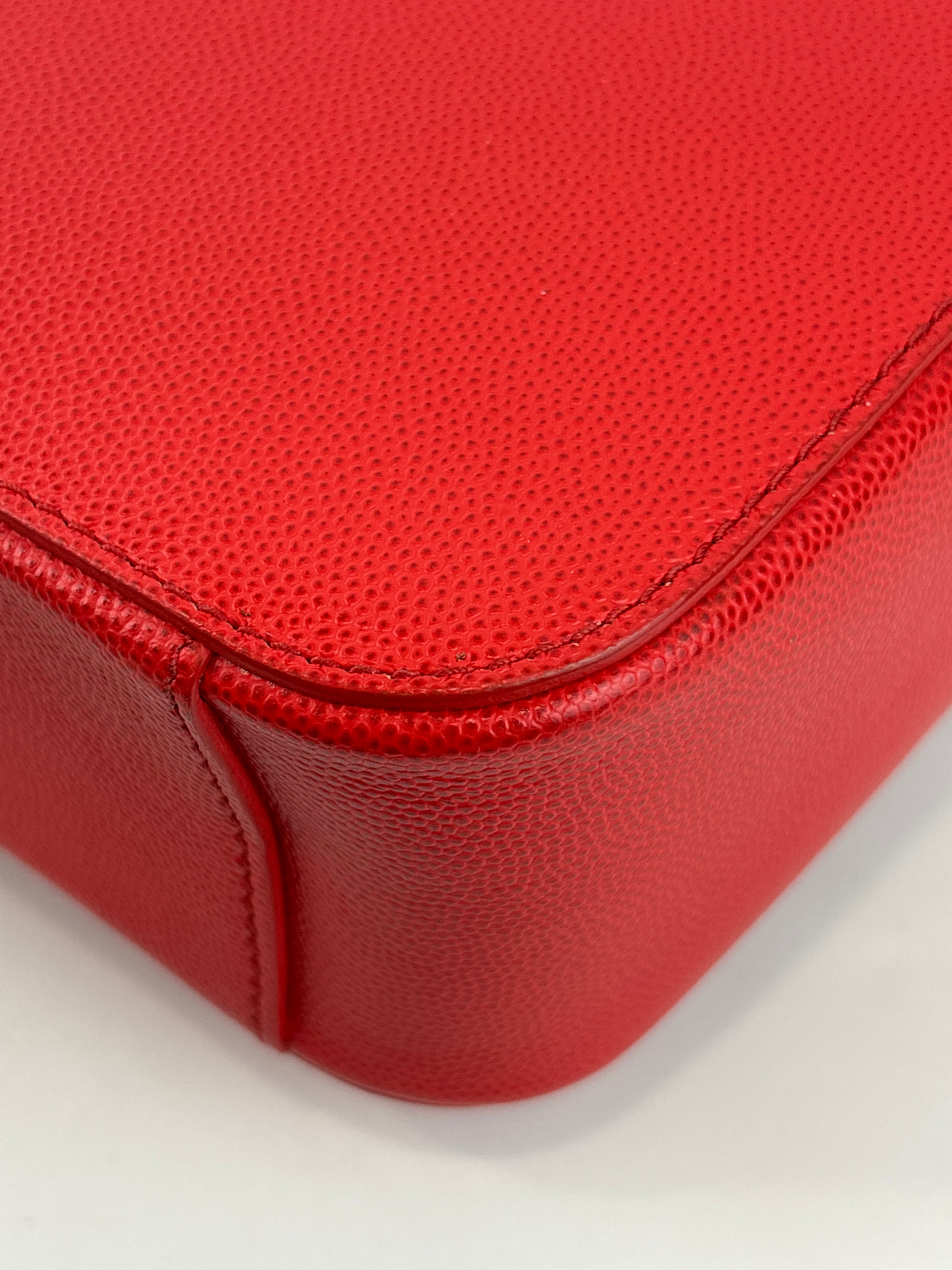 Mini Brava Crossbody Bag in Red Textured Leather