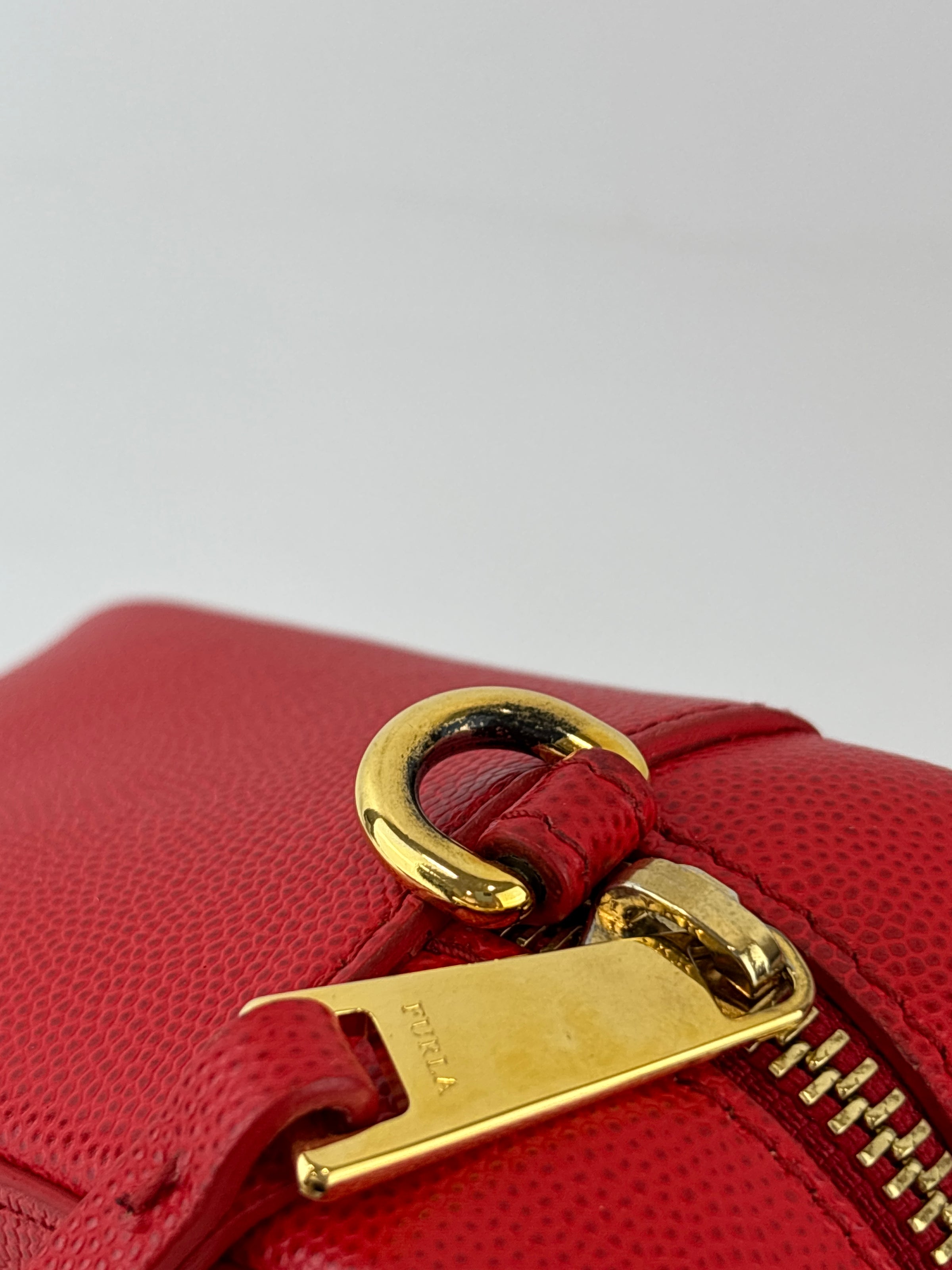 Mini Brava Crossbody Bag in Red Textured Leather