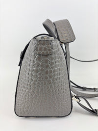 Maestra Embossed Leather Backpack in Grey