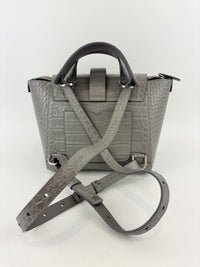 Maestra Embossed Leather Backpack in Grey