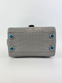Maestra Embossed Leather Backpack in Grey