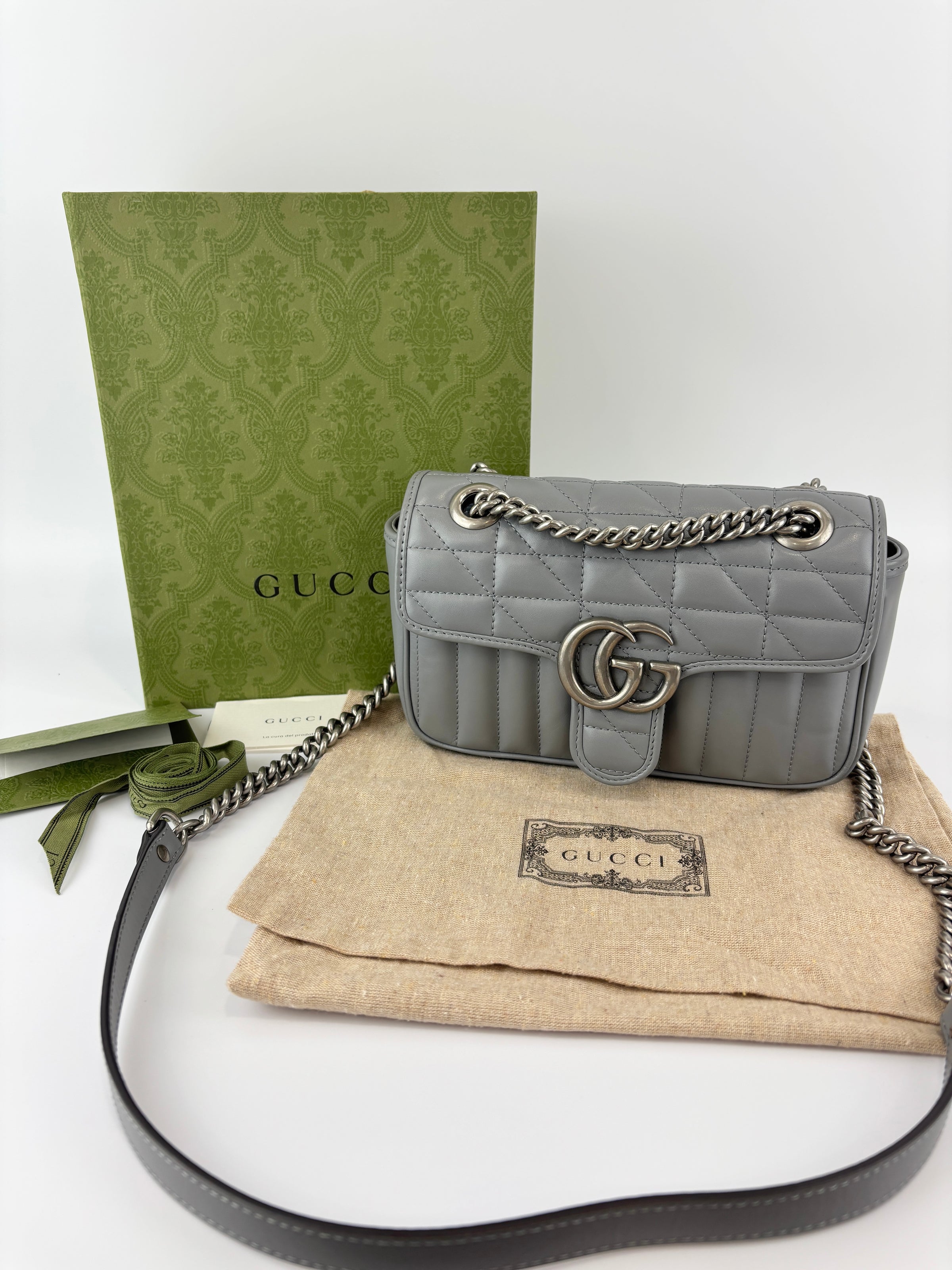 446774 Grey Aria GG Marmont Matelasse Shoulder Bag