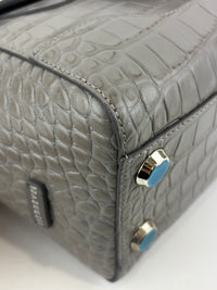 Maestra Embossed Leather Backpack in Grey