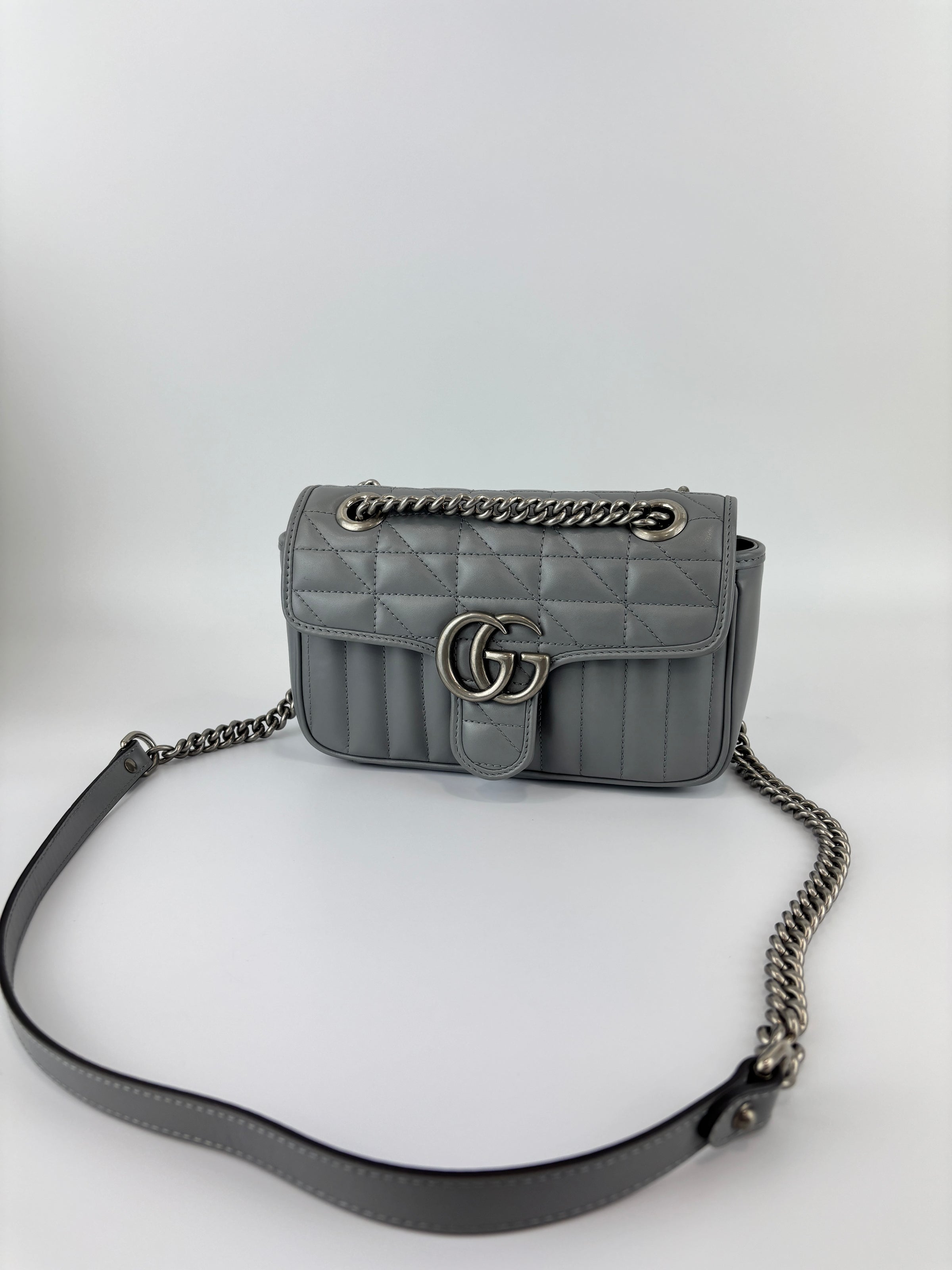 446774 Grey Aria GG Marmont Matelasse Shoulder Bag