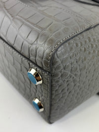 Maestra Embossed Leather Backpack in Grey