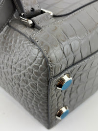 Maestra Embossed Leather Backpack in Grey