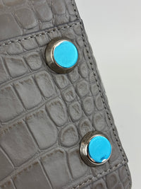 Maestra Embossed Leather Backpack in Grey
