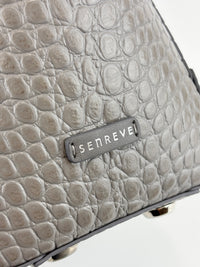 Maestra Embossed Leather Backpack in Grey