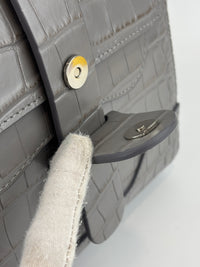 Maestra Embossed Leather Backpack in Grey