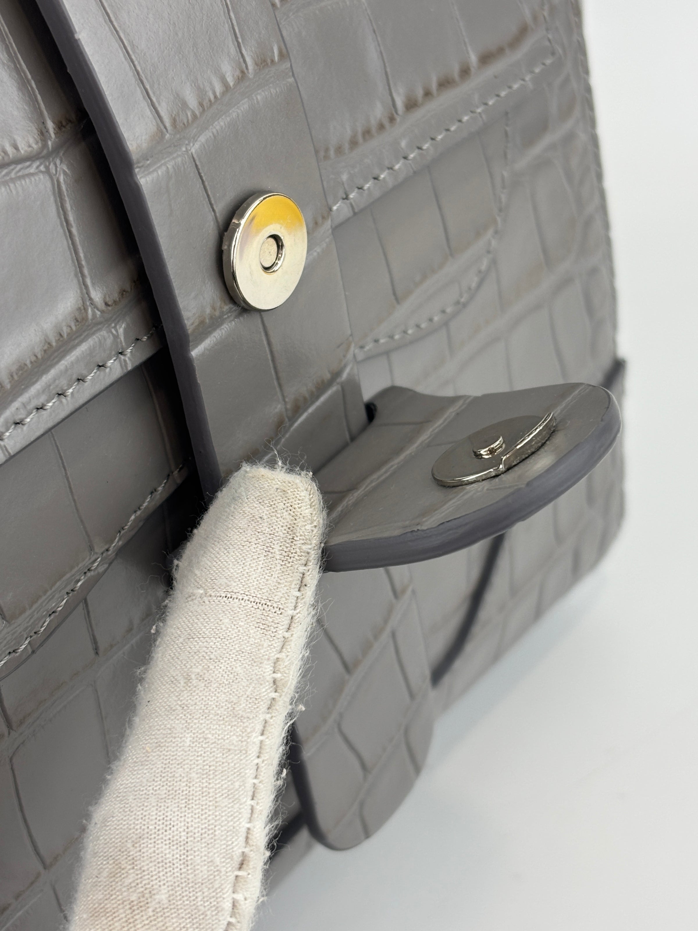 Maestra Embossed Leather Backpack in Grey