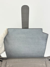 Maestra Embossed Leather Backpack in Grey