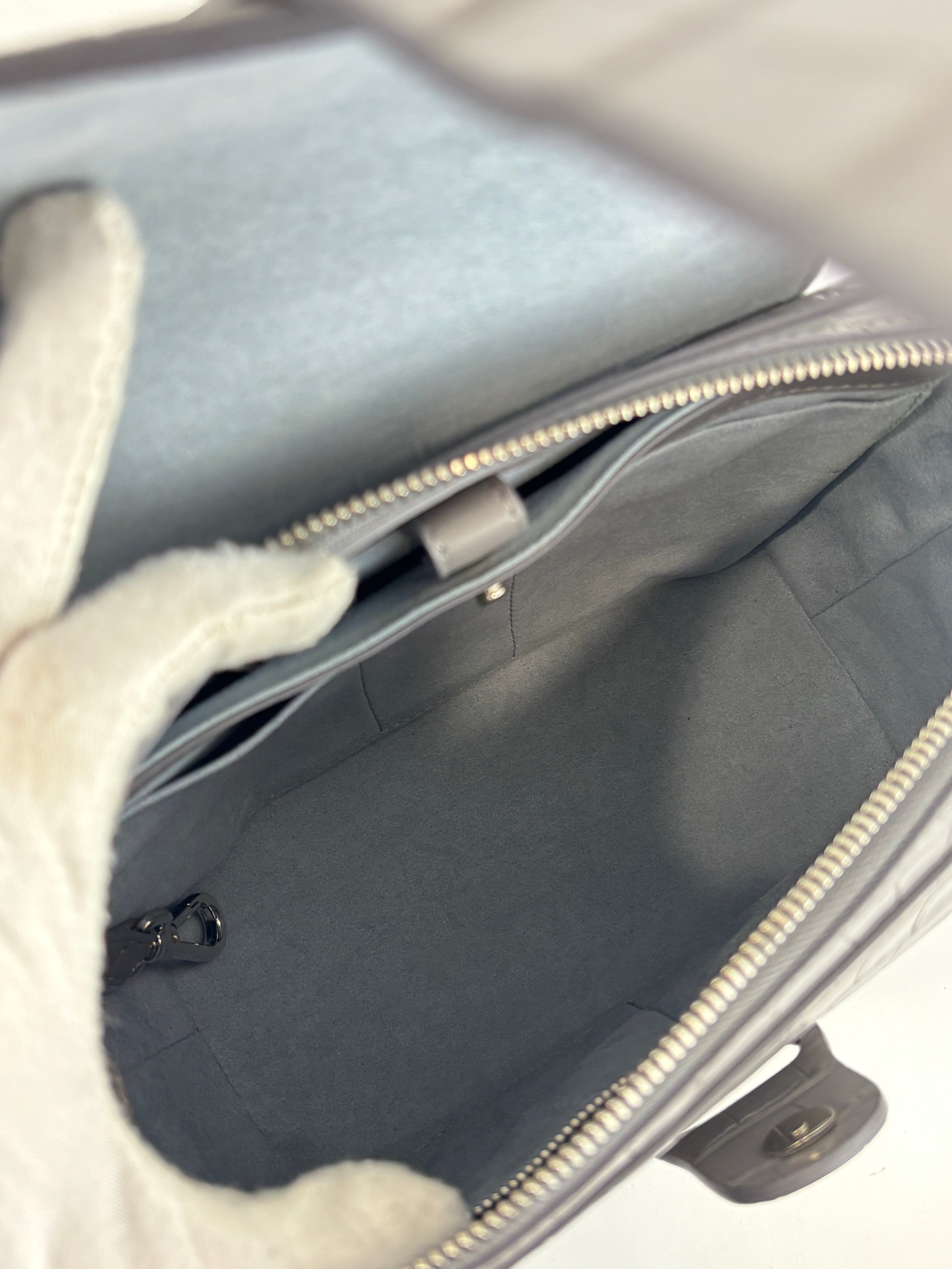 Maestra Embossed Leather Backpack in Grey