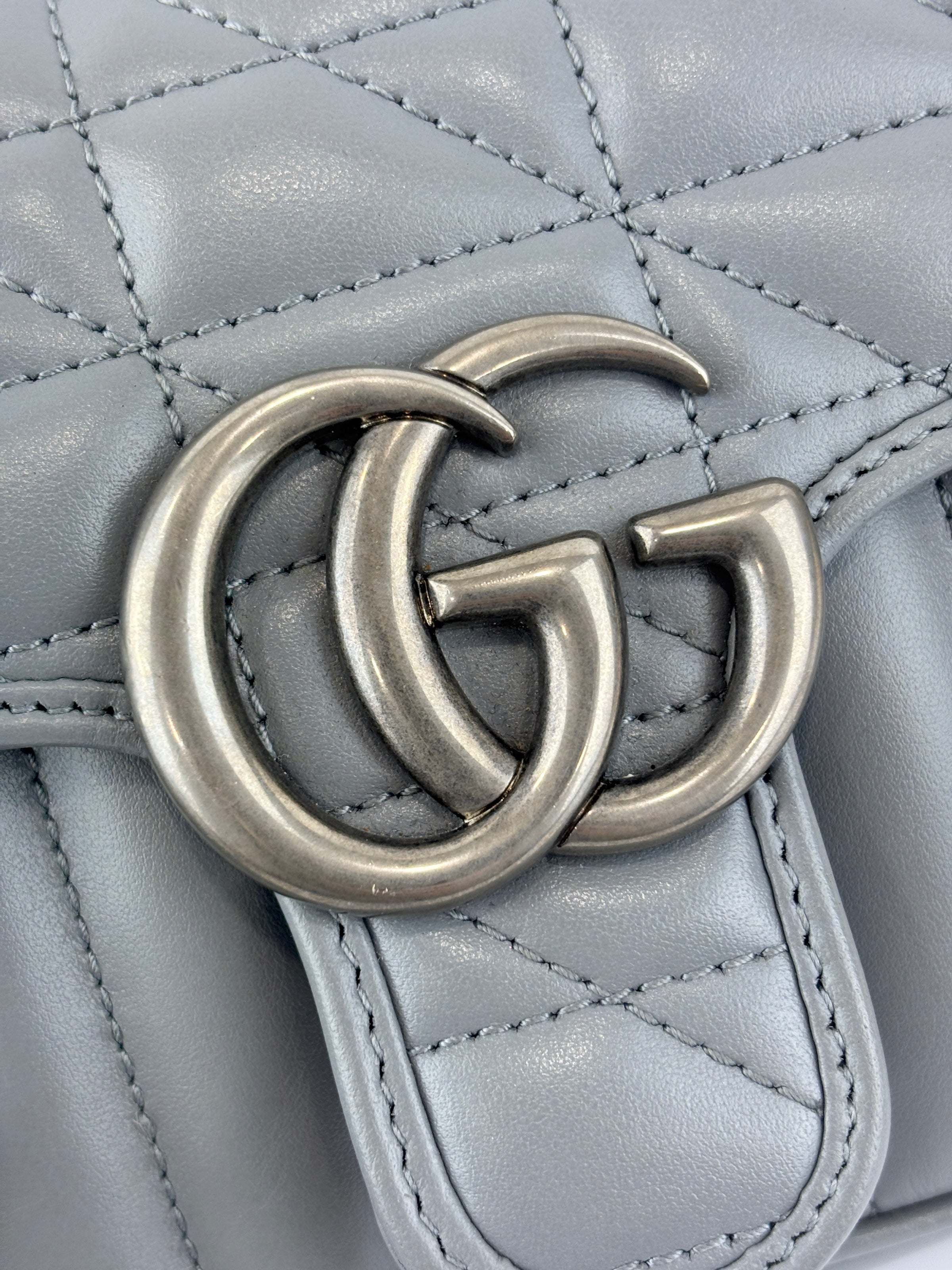446774 Grey Aria GG Marmont Matelasse Shoulder Bag