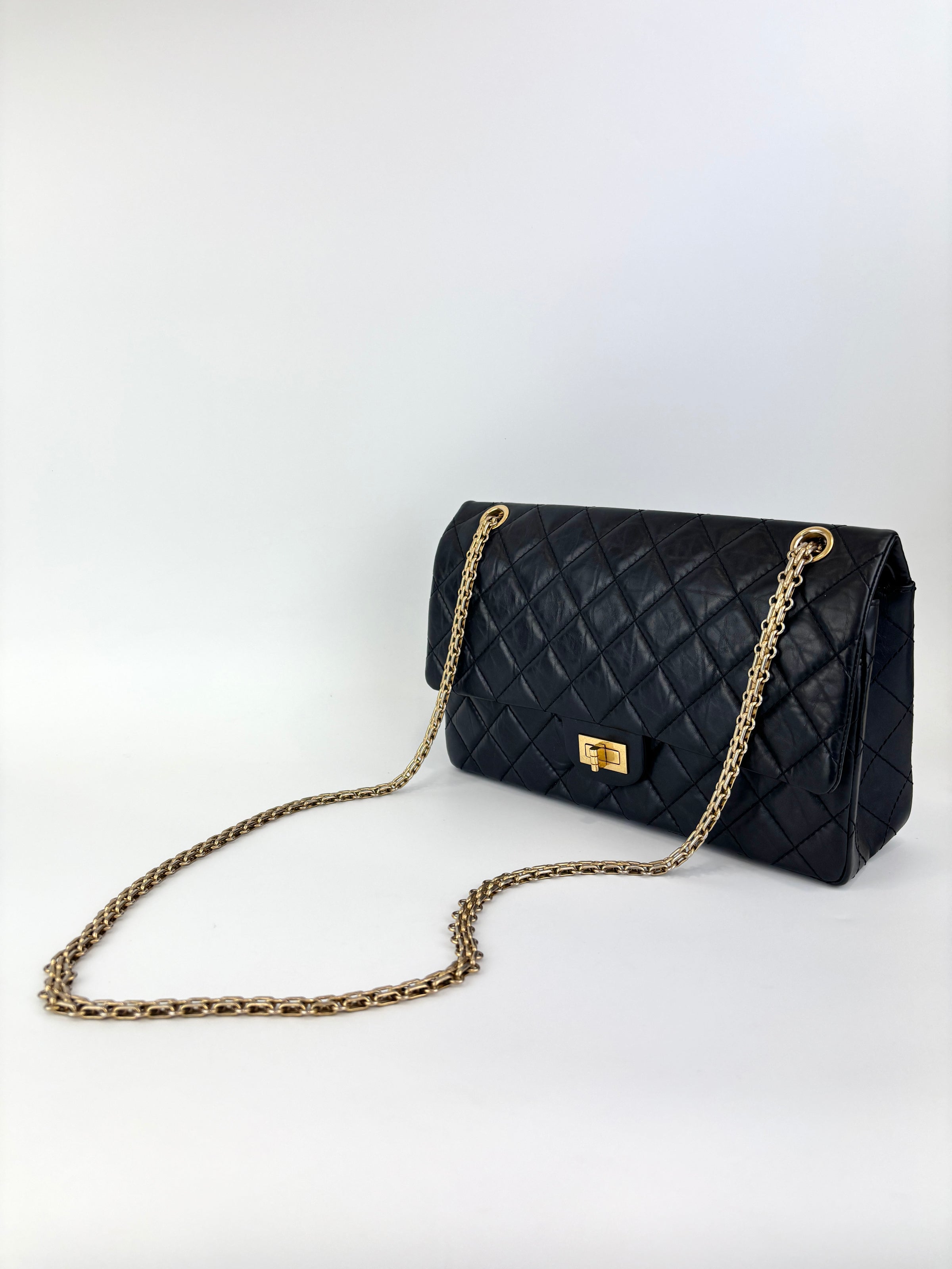 Reissue 226 Flap Bag in Black Aged Calfskin GHW - Glampot