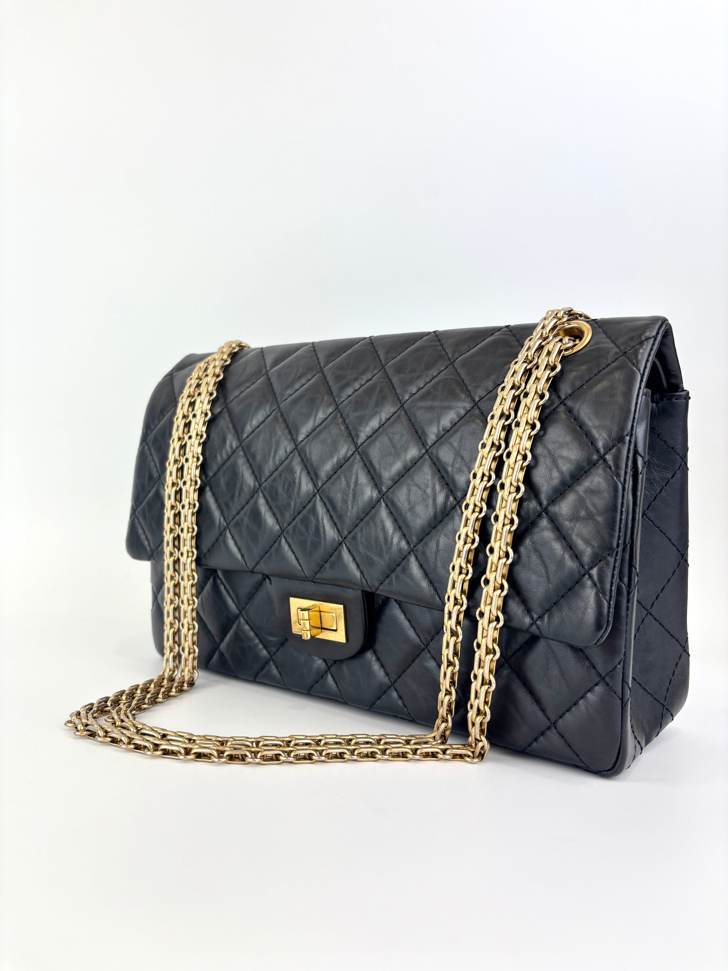 Reissue 226 Flap Bag in Black Aged Calfskin GHW - Glampot