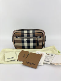 Check Cotton Canvas and Leather Paddy Compact Bum Bag