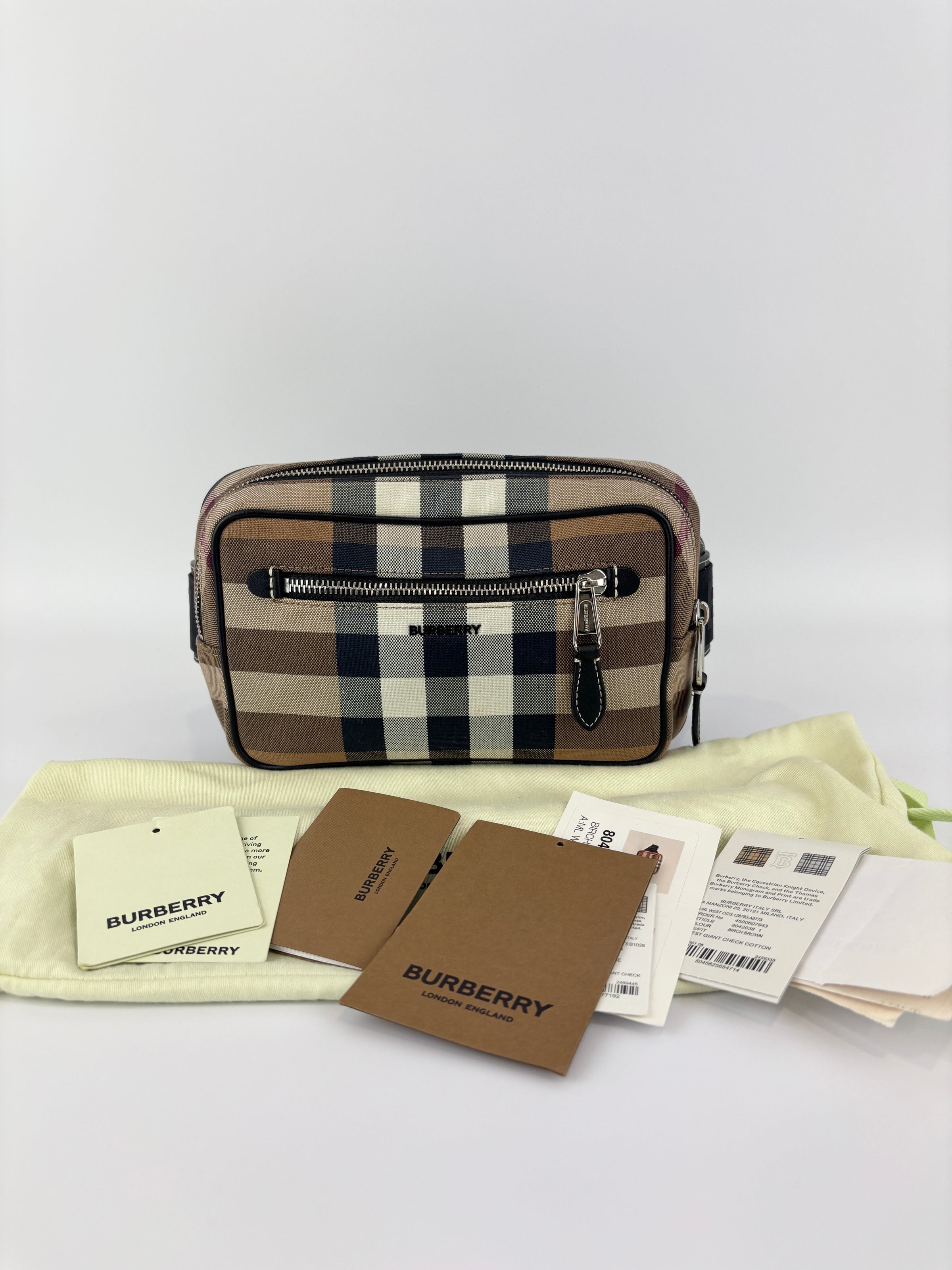 Check Cotton Canvas and Leather Paddy Compact Bum Bag